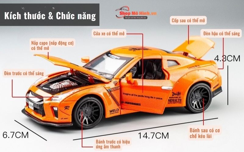 Mô hình siêu xe NISSAN GTR 1:32 Mini Auto