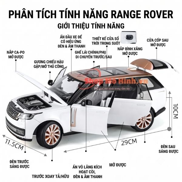 Mô Hình Xe Land Rover Range Rover SUV 2023 1:18 Hợp Kim Cao Cấp 2 land rover range rover suv 2023 118