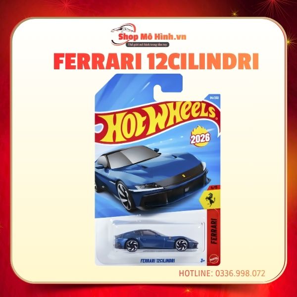 Mô hình Ferrari 12Cilindri Hot Wheels 1:64 màu xanh 1 Mô hình Ferrari 12Cilindri Hot Wheels 1:64 màu xanh